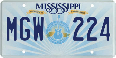 MS license plate MGW224