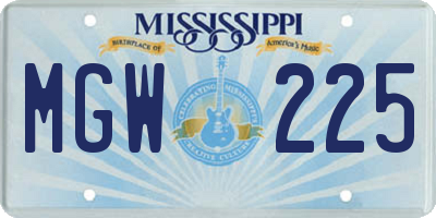 MS license plate MGW225