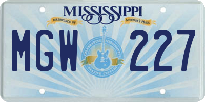 MS license plate MGW227