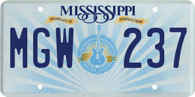 MS license plate MGW237