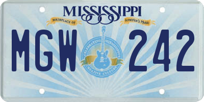 MS license plate MGW242