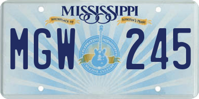 MS license plate MGW245