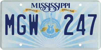 MS license plate MGW247