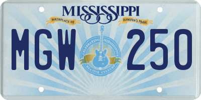 MS license plate MGW250
