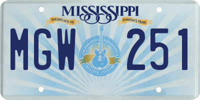 MS license plate MGW251