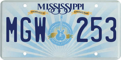 MS license plate MGW253