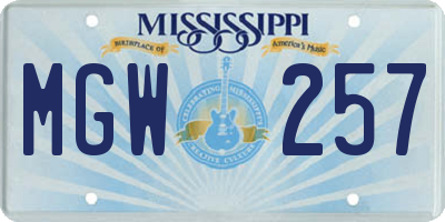 MS license plate MGW257