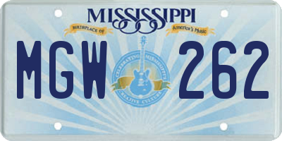 MS license plate MGW262