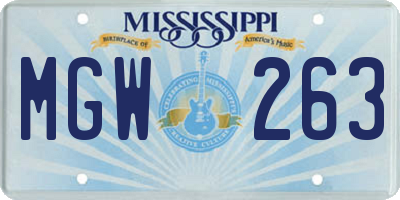 MS license plate MGW263