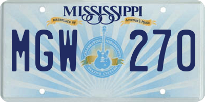 MS license plate MGW270