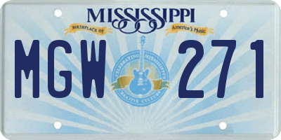 MS license plate MGW271