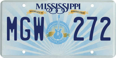 MS license plate MGW272