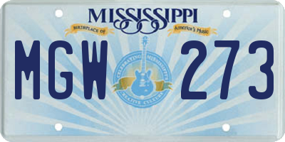 MS license plate MGW273
