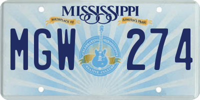 MS license plate MGW274