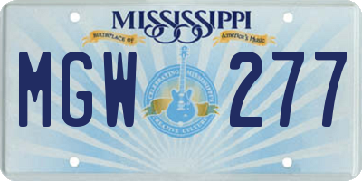 MS license plate MGW277