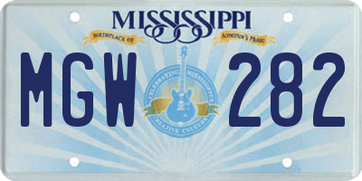 MS license plate MGW282