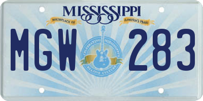 MS license plate MGW283