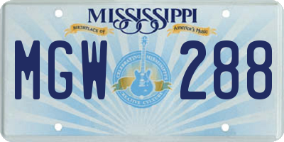 MS license plate MGW288
