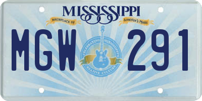 MS license plate MGW291