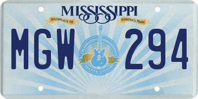 MS license plate MGW294