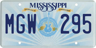 MS license plate MGW295