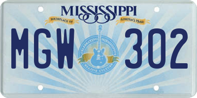 MS license plate MGW302