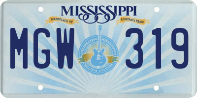 MS license plate MGW319
