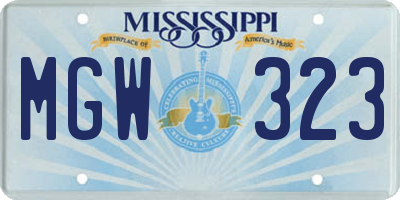 MS license plate MGW323