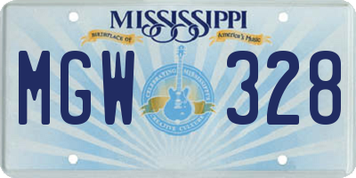 MS license plate MGW328