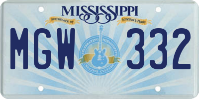 MS license plate MGW332