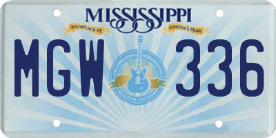 MS license plate MGW336