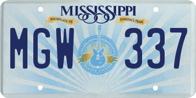 MS license plate MGW337