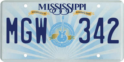 MS license plate MGW342