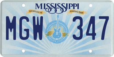 MS license plate MGW347
