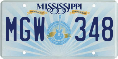MS license plate MGW348