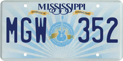 MS license plate MGW352