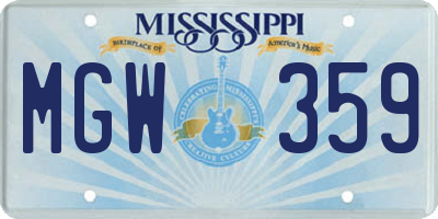 MS license plate MGW359