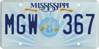 MS license plate MGW367
