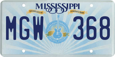 MS license plate MGW368