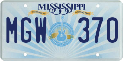 MS license plate MGW370