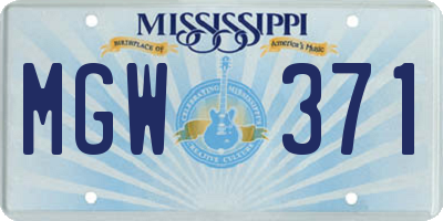MS license plate MGW371