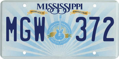 MS license plate MGW372