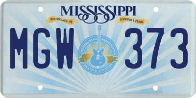 MS license plate MGW373