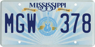 MS license plate MGW378