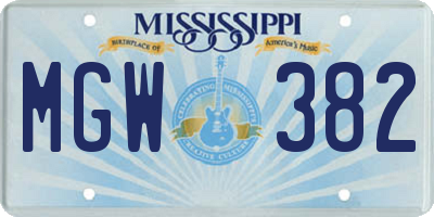 MS license plate MGW382