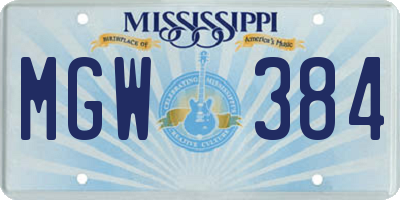 MS license plate MGW384