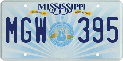 MS license plate MGW395