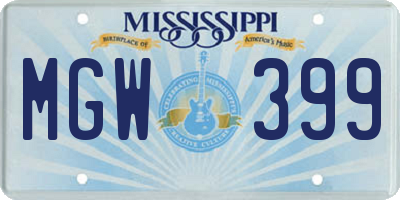 MS license plate MGW399