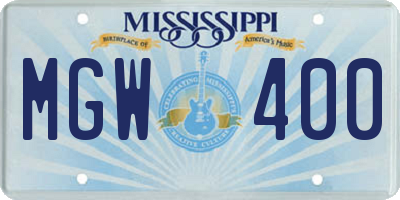 MS license plate MGW400