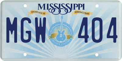 MS license plate MGW404